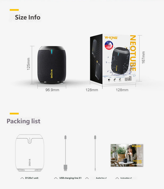 Parlante Portátil W-King D120 con Bluetooth Inalámbrico - Image 9