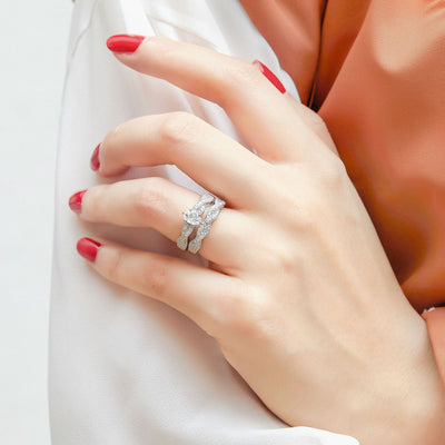 Juego de Anillos de Moda para Mujer con Diamantes
