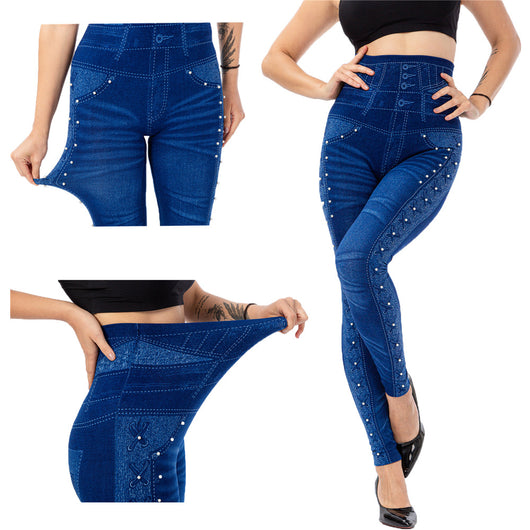 Pantalones Capri Ajustados de Cintura Alta con Detalles Brillantes - Image 14