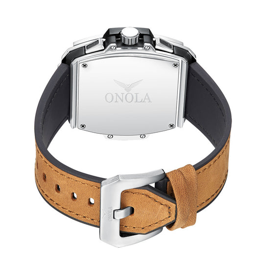 Reloj Multifuncional para Hombre con Correa de Cuero Genuino Resistente al Agua - Image 2