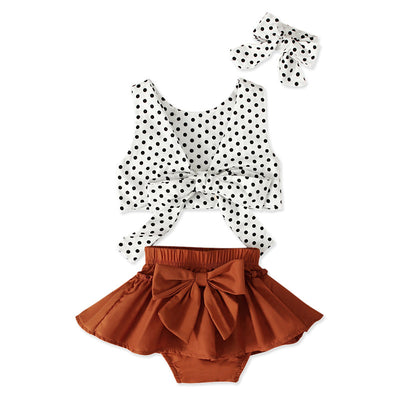 Conjunto de Tres Piezas: Top Lunares + Falda con Moño - Image 11