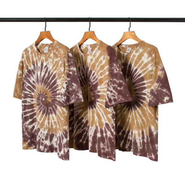 Playera Tie-Dye Suelta con Contraste Psicodélico de Manga Corta