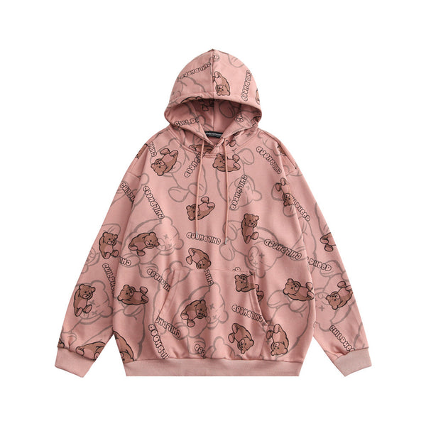 Sudadera Hoodie Estampado Oso Cartoon Hombre Tendencia Lazy Oversize