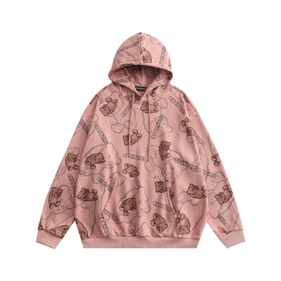 Sudadera Hoodie Estampado Oso Cartoon Hombre Tendencia Lazy Oversize