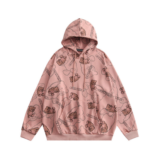 Sudadera Hoodie Estampado Oso Cartoon Hombre Tendencia Lazy Oversize