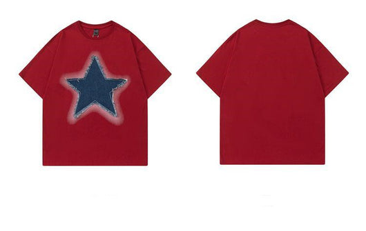 Camiseta Retro Americana con Parches de Estrellas - Unisex - Image 5