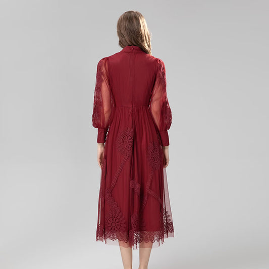 Vestido Niña Burdeos con Cintura Elegante - Image 2