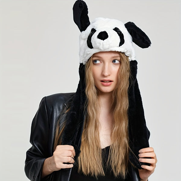 Gorro Peluche con Orejas Móviles - Panda, Perro, Rana y Cachorro para Disfraz y Fiesta