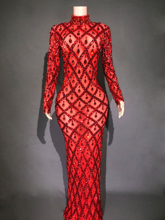 Vestido de Fiesta Elegante con Cristales Brillantes para Mujer - Image 22