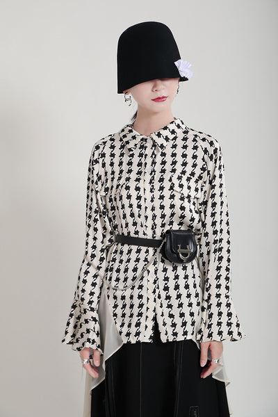 Vestido Camisero Estampado con Mangas Acampanadas Efecto Dos Piezas - Image 30