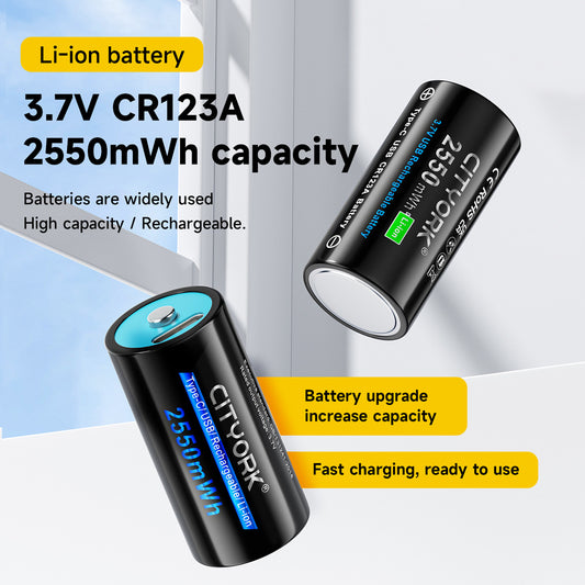 Batería Recargable USB Type-C 37V Gran Capacidad CR123A