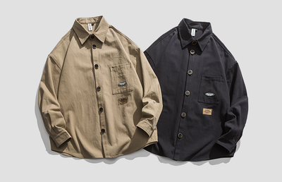 Camisa de Trabajo Retro Oversize - Manga Larga Versátil - Image 10