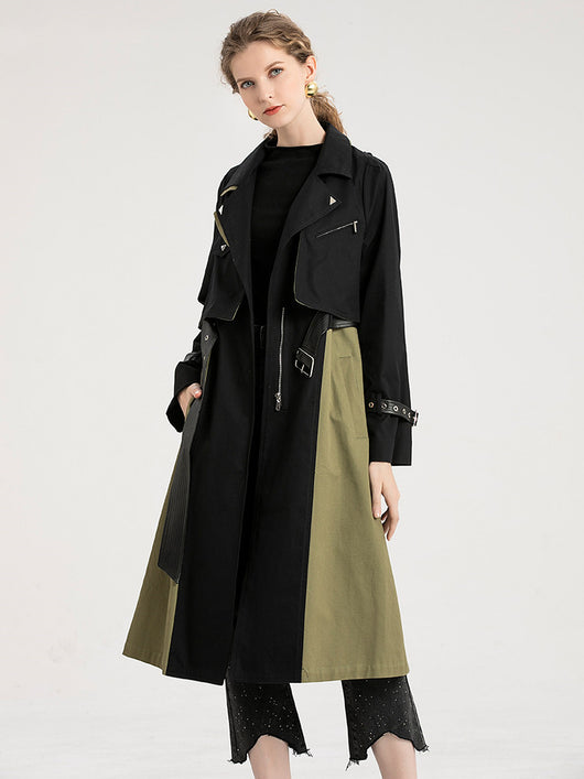 Gabardina Retro con Combinación de Colores Estilo Británico para Mujer - Image 3