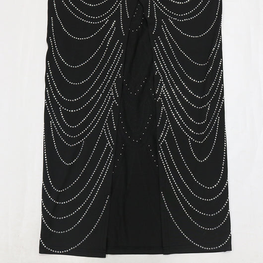 Vestido de Noche con Cuentas de Espuma y Tirantes Brillantes - Image 12