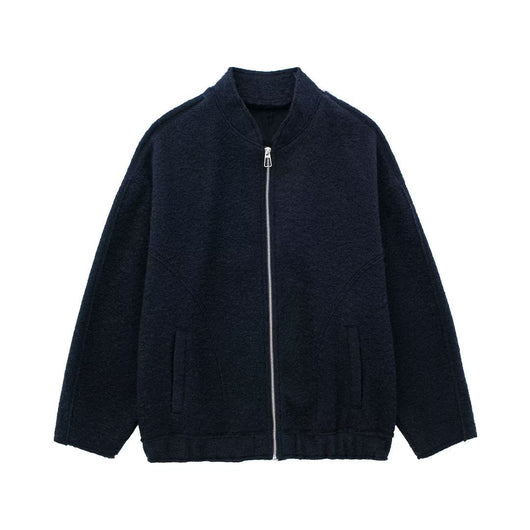 Camisa de Cuero Minimalista Otoñal con Cuello Alzado y Cierre de Cremallera - Image 11