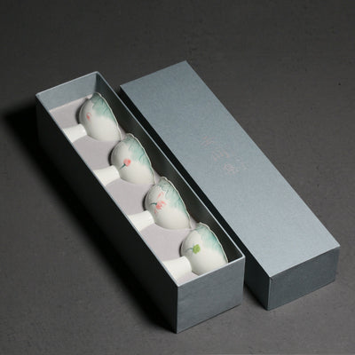 Taza de Té Porcelana con Loto Pintado a Mano - Caja de Regalo