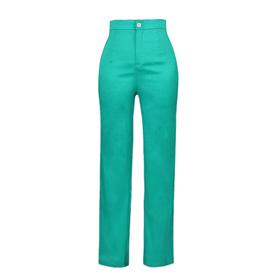 Pantalones de Cintura Alta Elásticos Rectos Verde - Comodidad Deportiva - Image 5