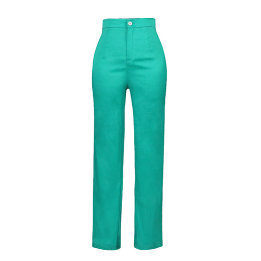 Pantalones de Cintura Alta Elásticos Rectos Verde - Comodidad Deportiva - Image 5
