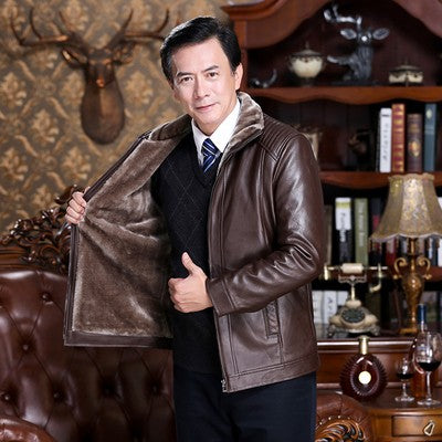 Chaqueta Cartera de Cuero PU para Hombre Maduro - Invierno - Image 2