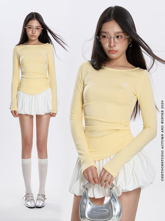 Blusa Plisada Cuello Redondo Manga Larga Versátil para Primavera - Image 8