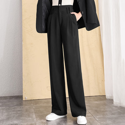 Pantalón Ancho de Cintura Alta Drapeado Elegante para Otoño e Invierno - Image 9