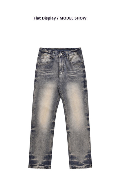 Jeans Rectos Sueltos Teñidos Amarillo Lavado Estilo Urbano - Image 7