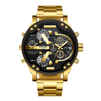 Reloj Hombre Dial Grande Tendencia Europa América Personalidad Dos Zonas - Image 20