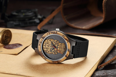Reloj de Madera Calavera con Movimiento de Cuarzo y Doble Color - Image 11