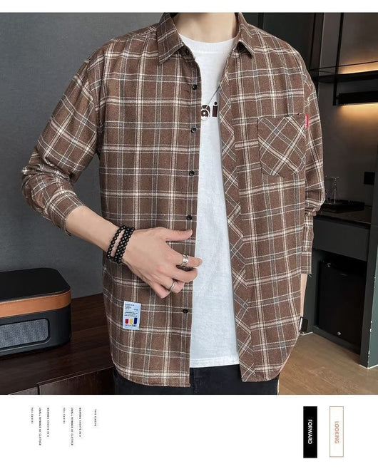 Camisa Casual Cuadros Estilo Hong Kong para Jóvenes - Image 33
