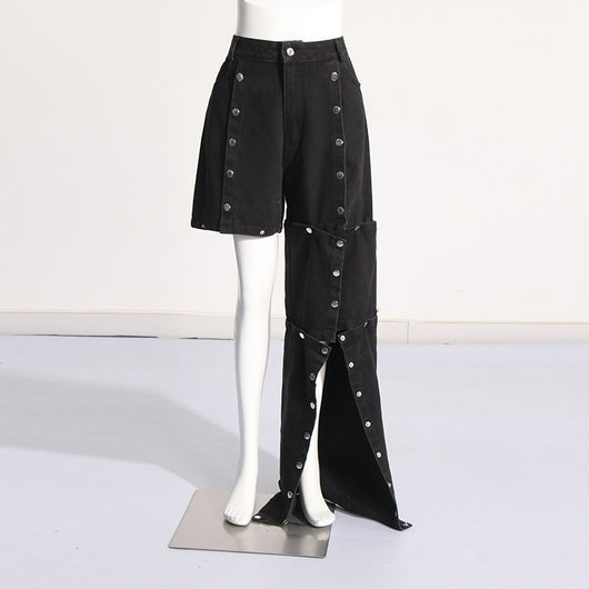Jeans Talle Alto Irregular con Botones Desmontables - Image 15