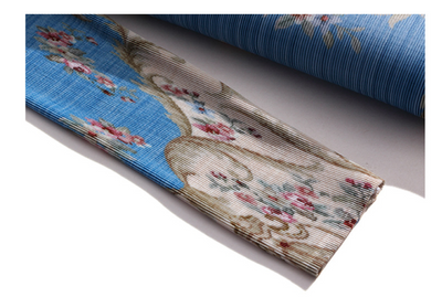 Vestido Drapeado de Alta Costura con Estampado Francés - Image 6