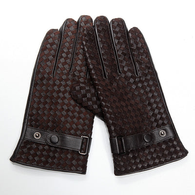 Guantes de Piel de Oveja Tejidos con Pantalla Táctil y Forro de Terciopelo para Hombre - Image 12