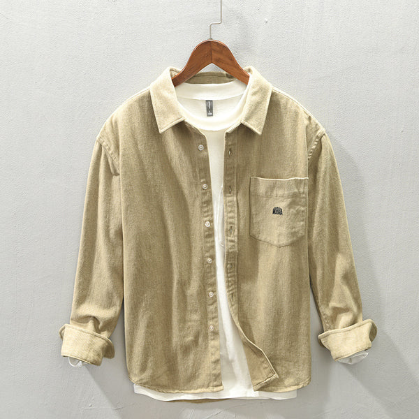 Camisa Casual de Manga Larga con Acabado Cepillado para Hombre