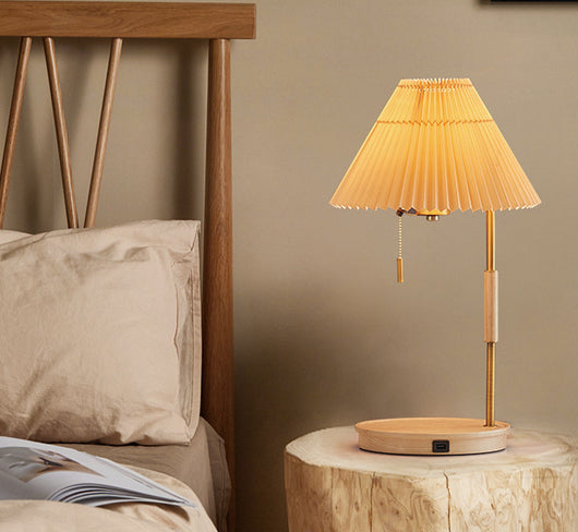 Lámpara de Carga Inalámbrica Nórdica de Lujo Vintage con Madera Maciza - Image 11