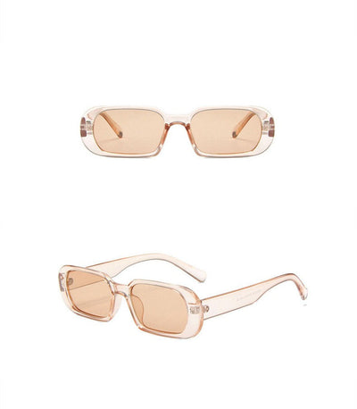 Black rectangular fashion sunglasses with dark lenses, featuring a thick frame and temples, angled on a white background. - Image 17