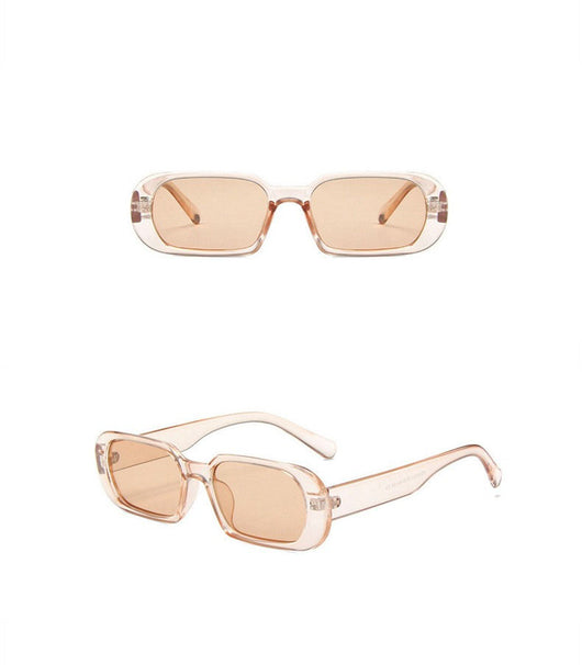 Black rectangular fashion sunglasses with dark lenses, featuring a thick frame and temples, angled on a white background. - Image 17