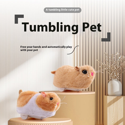 Plush orange and white hamster toy on wheels inside a transparent pink rolling ball, with components shown. - Image 14