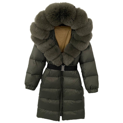 Abrigo Parka Mujer con Capucha Ajustada y Cuello de Zorro Real - Image 4