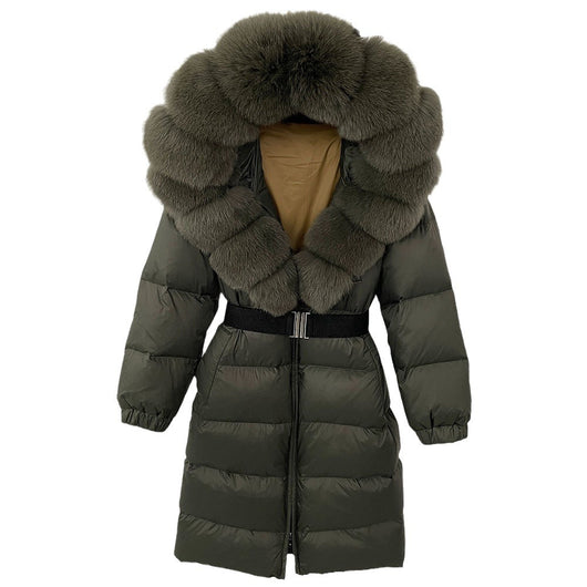 Abrigo Parka Mujer con Capucha Ajustada y Cuello de Zorro Real - Image 4