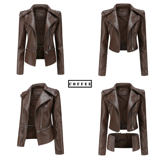 Chaqueta de Cuero para Mujer Desmontable Primavera Otoño - Image 8