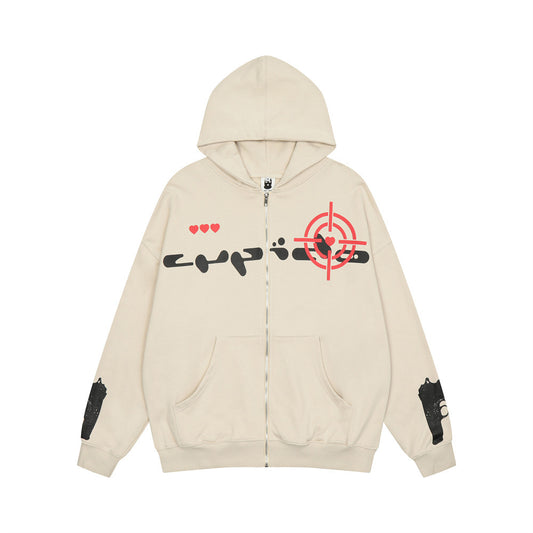 Cardigan Hoodie Oversized con Estampado de Letras - Tendencia Urbana - Image 2
