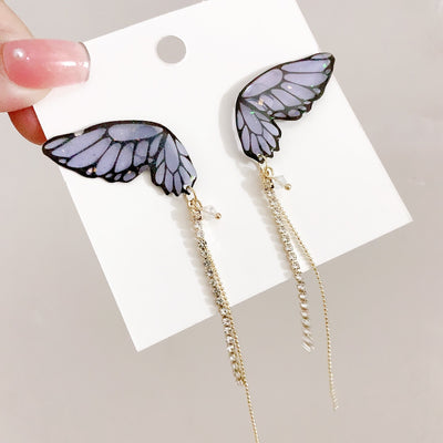 Aretes Mariposa 3D con Diamantes y Borlas Brillantes - Image 8