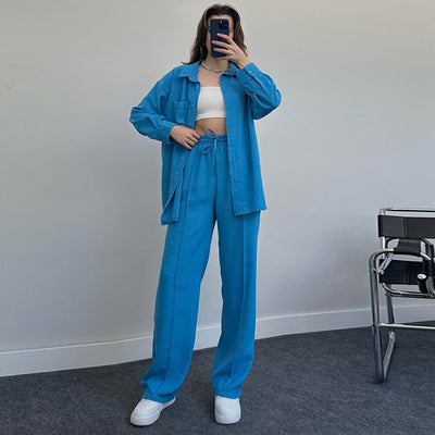 Conjunto Elegante de Blusa y Pantalón Liso para Mujer - Image 18