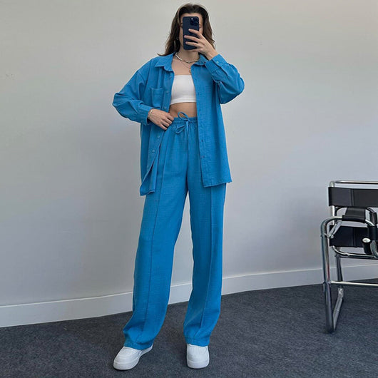 Conjunto Elegante de Blusa y Pantalón Liso para Mujer - Image 18