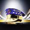 Gorra Azul Marino con Coronas de Diamantes y Cuero