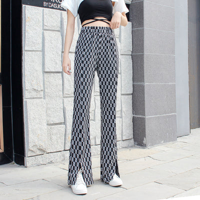 Pantalón Cintura Alta con Letras Estampadas y Aberturas - Image 3