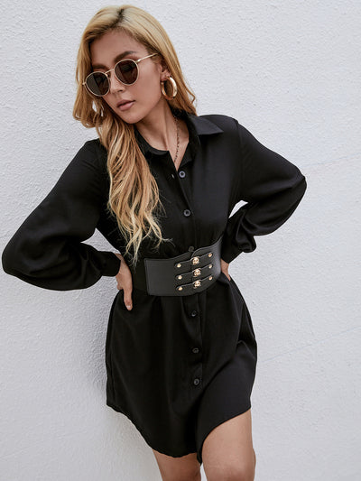 Vestido Camisero Largo con Cinturón para Otoño e Invierno - Image 6