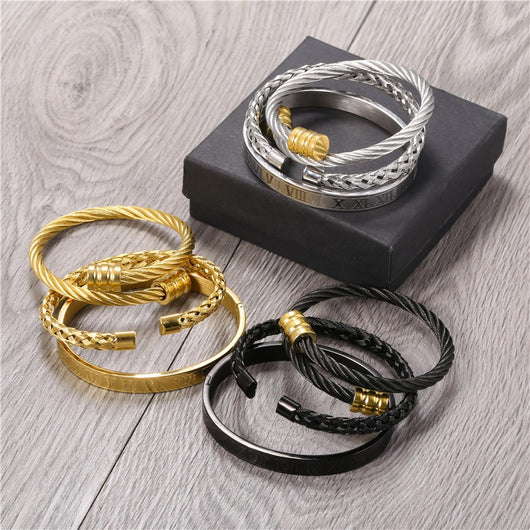 Pulsera de Acero Titanio Estilo Punk con Diseño Romano - Image 54