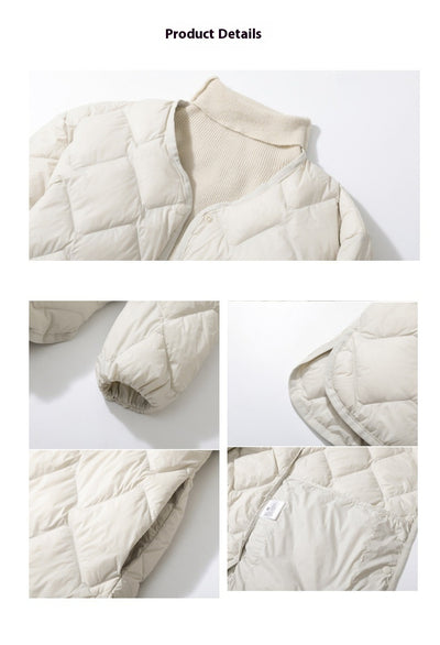 Abrigo de Plumas de Pato Blanco Talla Grande con Cuello en V y Diseño Acolchado - Image 8