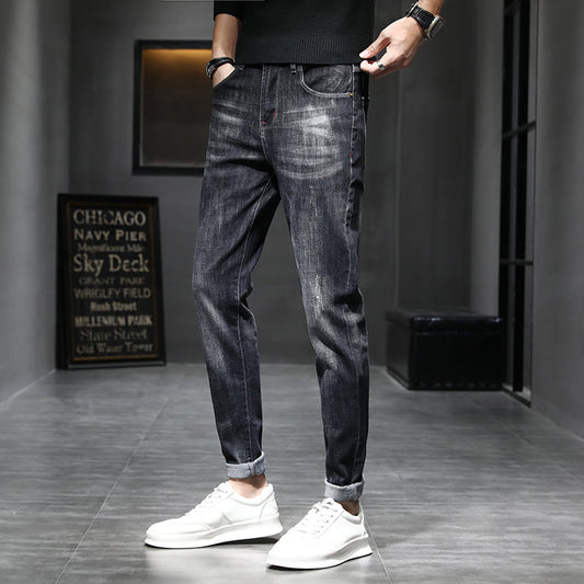 Pantalones Casuales Negros Slim Fit Cintura Pequeña para Hombre